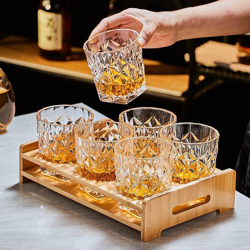Wine Beer Glass Set - Retro Carved Glass Whiskey Wine Cup